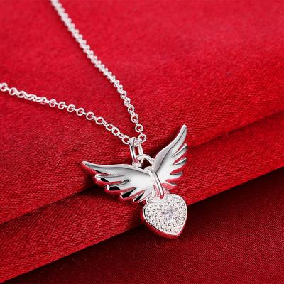Jewelry Women's Love Flying Wings Diamond Pendant Necklace Jewelry