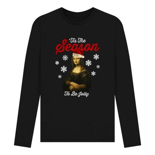 Apoh Unisex Adult Mona Lisa Tis The Season Long-Sleeved T-Shirt