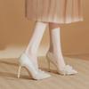 Gentle wind with skirt high heels bridal bridesmaid shoes beaded pointed stiletto single shoes