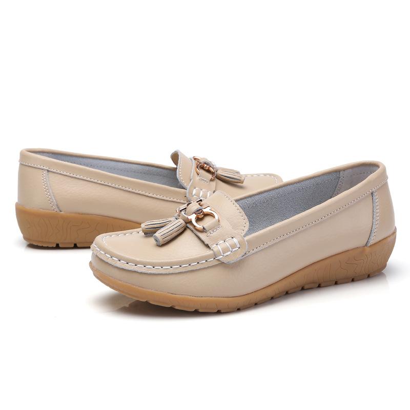 Women PU Leather Flats Soft Comfortable Driving Shoes Slip-on Mother Shoes Casual Walking Loafers Working Shoes