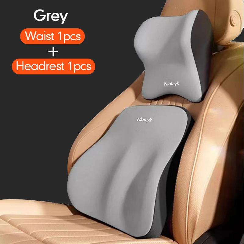 New Car Seat Lumbar Headrest Support Memory Foam Waist Neck Pillow Car Travel Back Support Car Interior Accessories