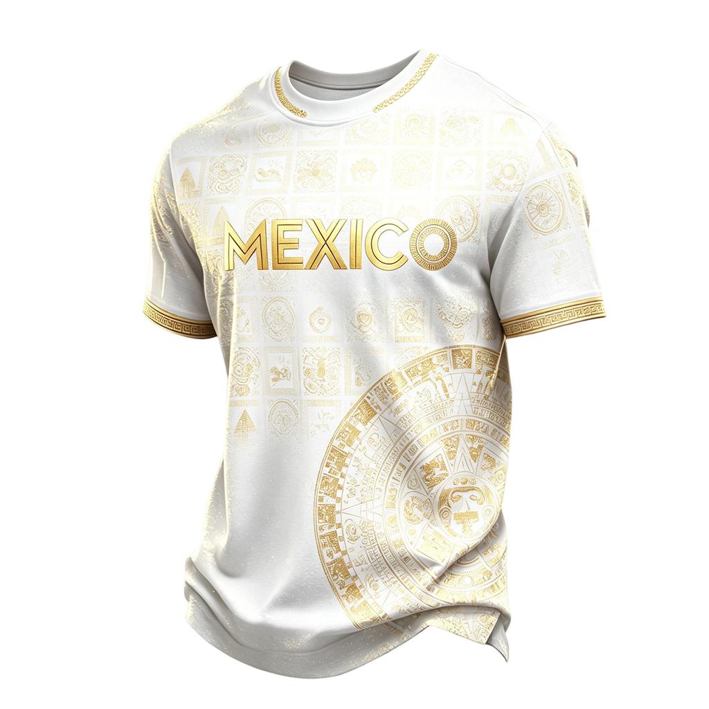 Men's Graphic Print Short Sleeve T-Shirt Round Neck Lightweight Breathable Soccer Mexico Design for Casual Wear