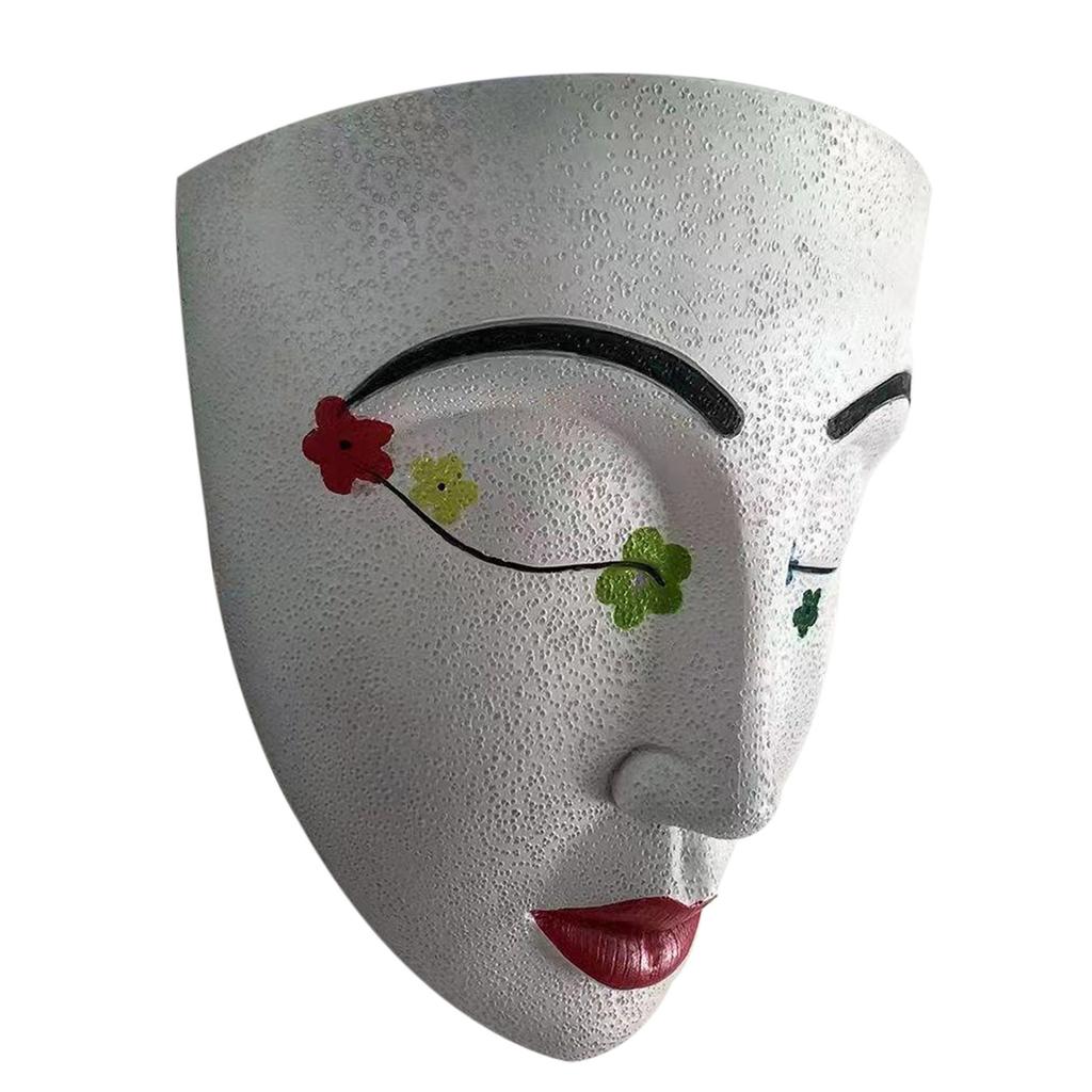 İnsan Yüzü Saksı Reçine Duvara Asılabilir Yüz Heykeli Çiçek Saksısı Ev Oturma Odası Dekorasyonu