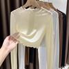 Women Summer Bottoming Tops Round Neck Long Sleeve Mesh Perspective Tops Sun Protection Inner Tops Daily Wear
