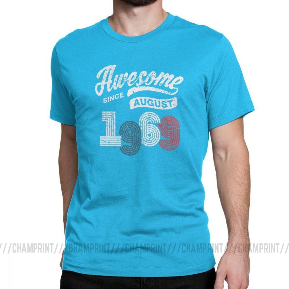 Awesome Since August 1969 T Shirt Vintage 50 Years Old 50Th Birthday Present Men S Cotton