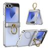 Coque Galaxy Z Flip 8 avec Anneau Support Rotatif à 360° Compatible Chargement sans Fil 7 6 PC Plaqué Protection