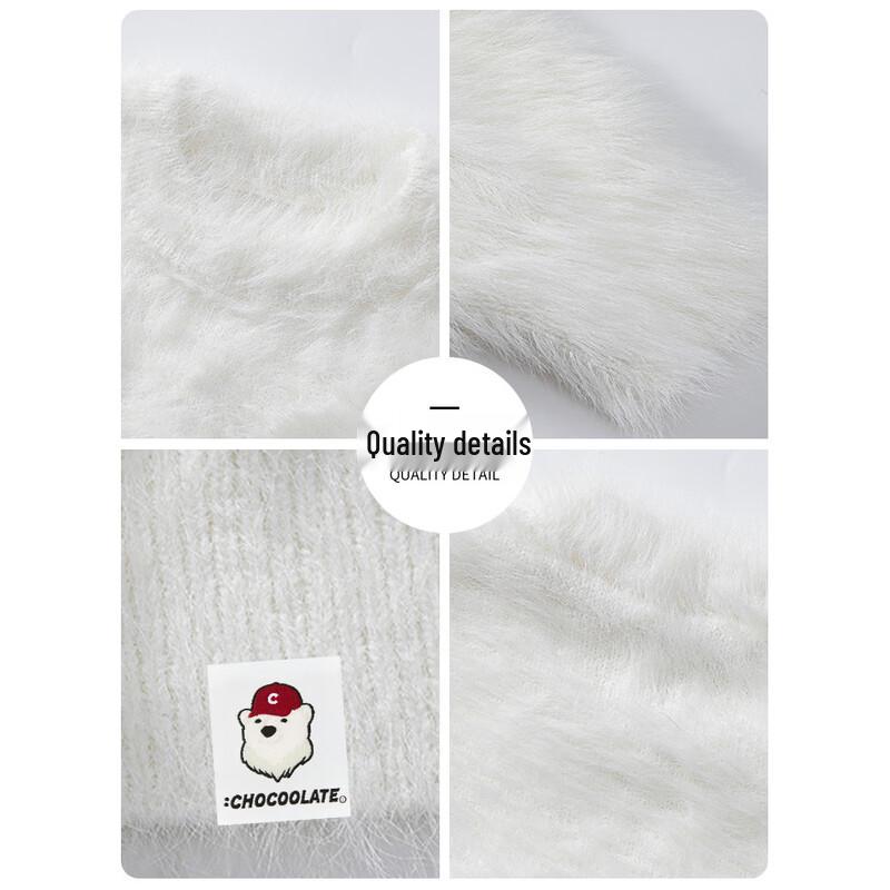 CHOCOOLATE Men's Loose Plush Round Neck Knitted Sweater