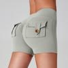Women's High Waist Peach Butt Yoga Shorts with Pocket - Quick-Dry, High Elastic Fitness Running Pants