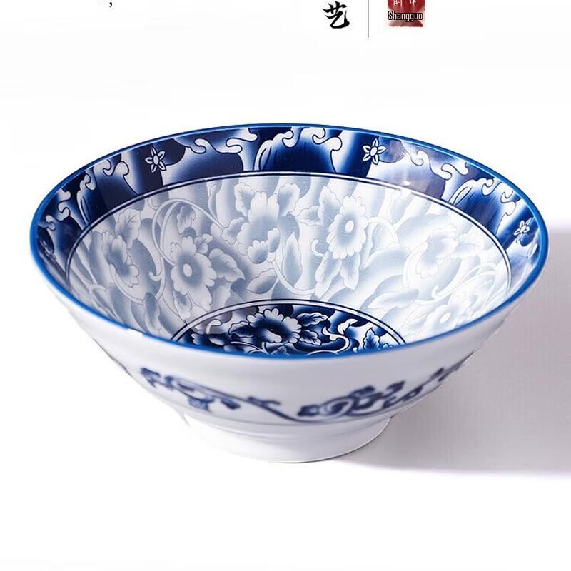 6.8-inch Blue and White Porcelain Noodle Bowl Set