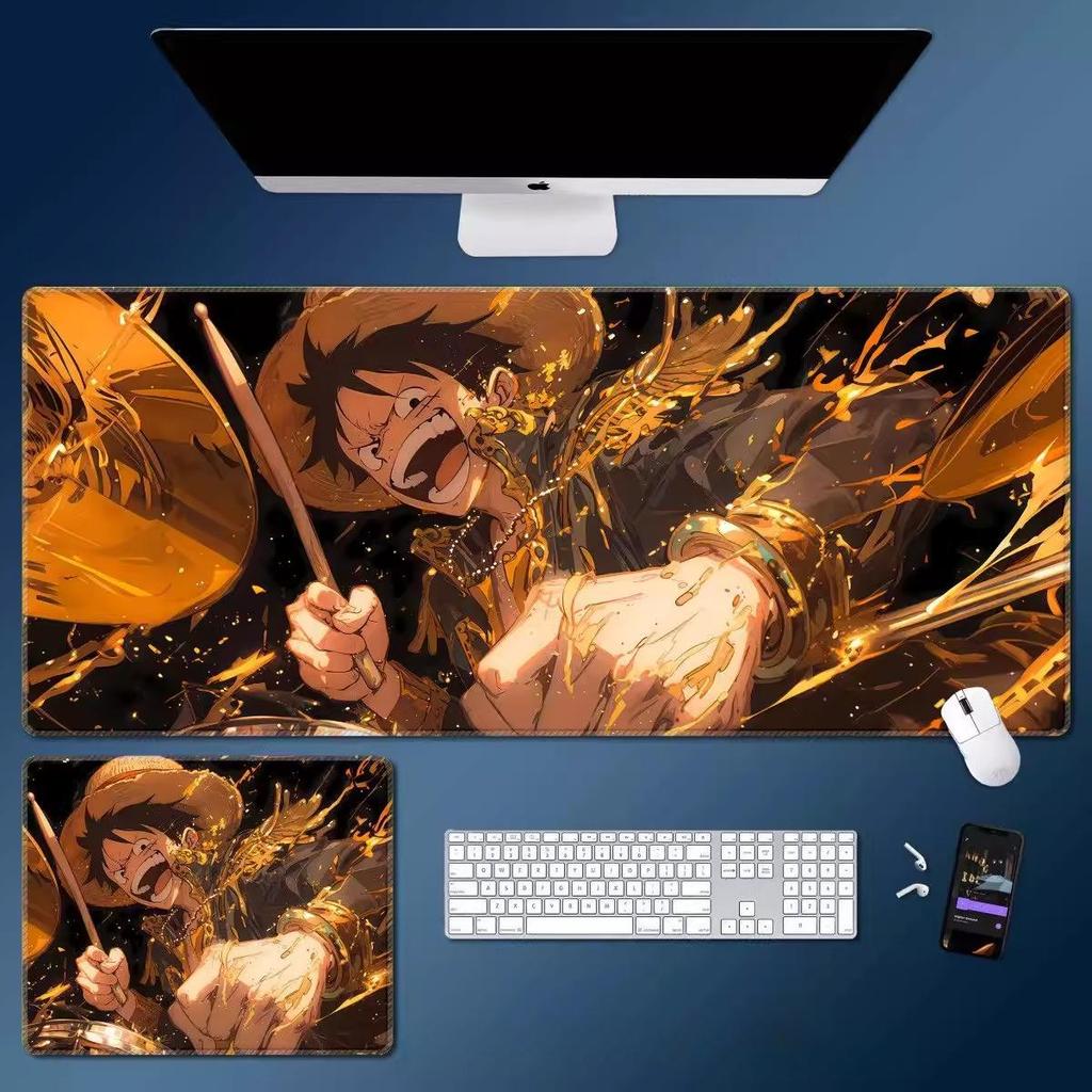 Cartoon ONE PIECE Leather Mouse Pad Large Monkey D. Luffy Roronoa Zoro Keyboard Pad Anime Peripheral Table Pad Non-slip Mouse Pad for Boys and Girls