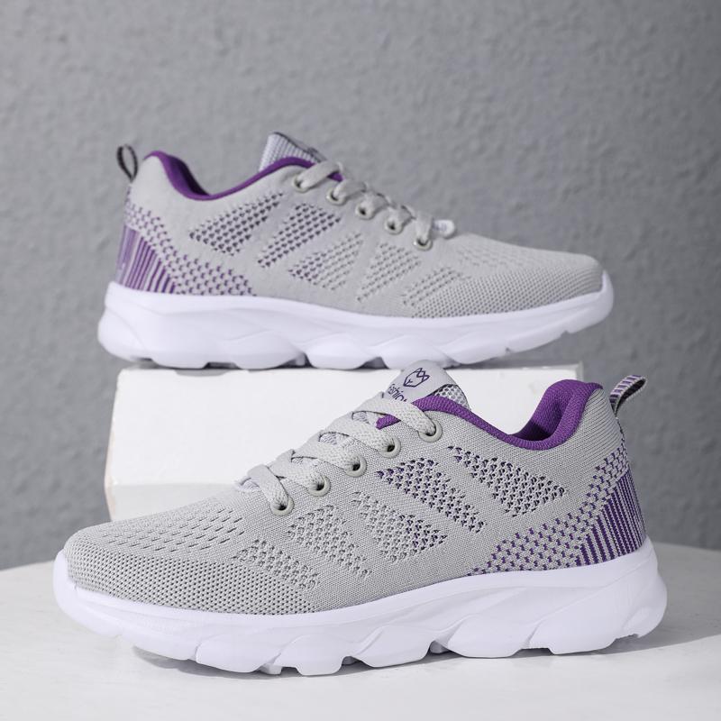 Women's Flying Woven Breathable Super Light Stuffed Sports Shoes Large Size Ultra -light Stool Women's Sports Shoes