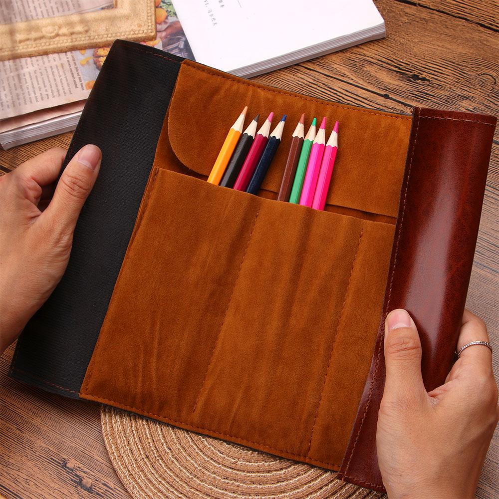Map Roll Vintage Case Bag Purse Pouch Pen Pencil Case for School Leather Cosmetic Make Up PU Bag