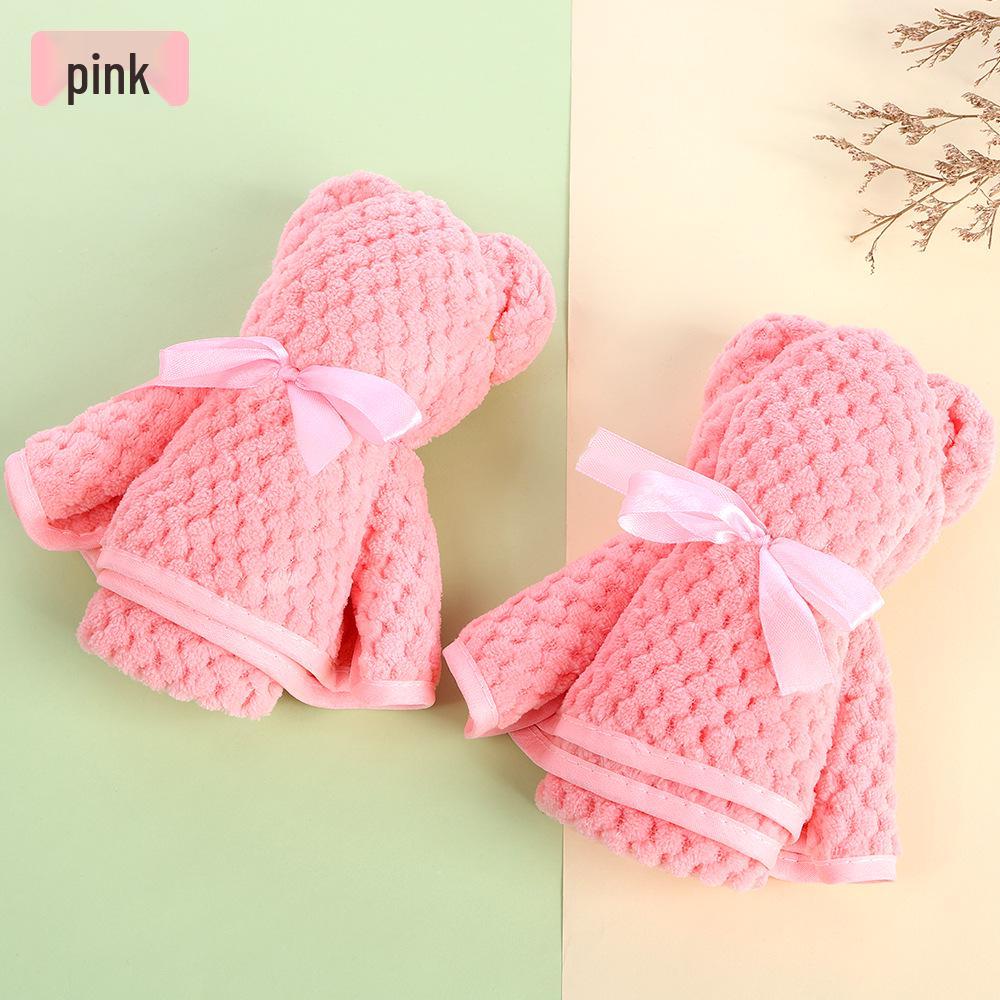 Red Plaid Little Bear Coral Fleece Wedding Favor Towel Gift Box