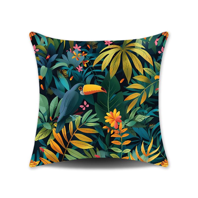 Green Leaves Plush Cushion Cover for Sofa or Bedroom