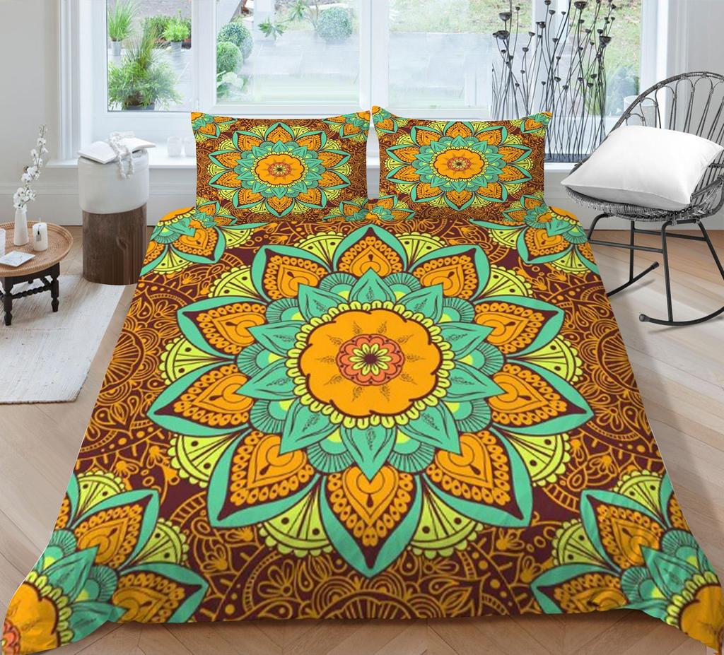 Povlak na přikrývku v bohémském stylu 3D domácí přehozy King Size Povlečení Měkký povlak na přikrývku Luxusní Sady povlaků na ložní prádlo