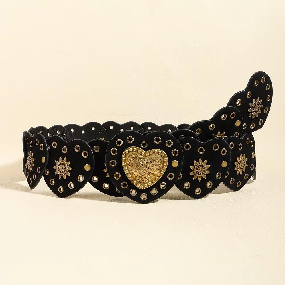 Wide Side Cowgirl Waist Belt Korean Style PU Leather Waistbands Rivet Waist Belt  Dress Decoration