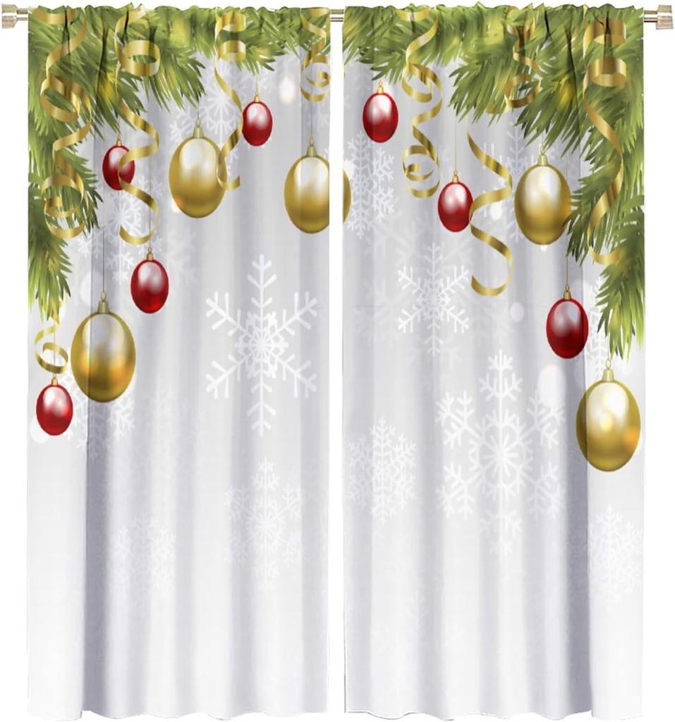 Kids Christmas Nutcracker Curtain Soldier Model Merry Xmas Window Treatments For Bedroom Living Room Snowflakes Winter Reddrapes