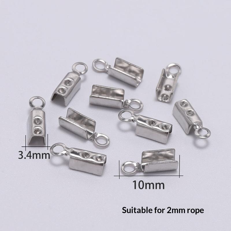 50/100 Stück Halskettenverbinder Zubehör Edelstahl Quetschperlen Kappen Lederbandclips Für DIY Schmuckherstellung