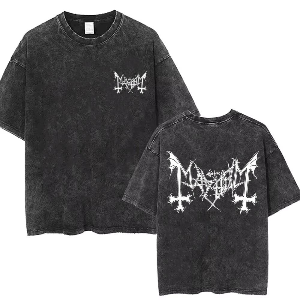 Gewaschenes Retro Klassisches Death Rock Print Baumwolle Herren Damen T-Shirt Sommer Herbst Täglich Outdoor Sport Lässig Locker Kurzarm