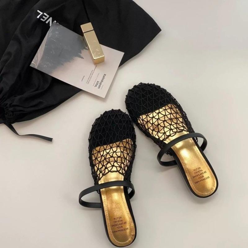 

Fashion Summer New Style Popular Mesh Hollow Sandals Women Fashion Flats Shallow Beach Shoes Comfort Retro Female Slippers Zapatos Mujer 40