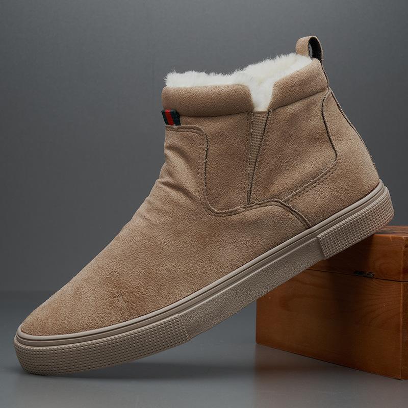 Winter Shoes for Men Leather Boots Warm Plush Leather Casual Shoes Outdoor Snow Boots