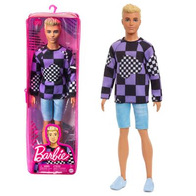 Barbie Ken Fashionista Carreaux Mauves Tel que vu dans le film « Barbie » [Poupée à Habiller] [Dès 3 ans] HBV25