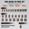 Impact Sockets Set 29pcs 6-Point 3/8in Drive Bit Ratchet Tool Kit Case