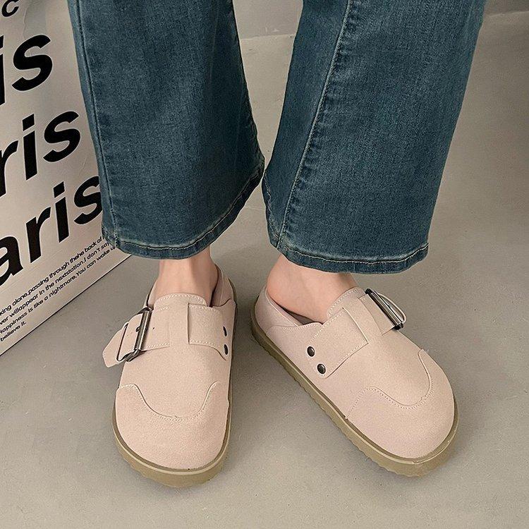 

Small man thick bottom increases height Baotou woman comfortable 2025 spring new retro one-pedal woman 40 абрикосовий