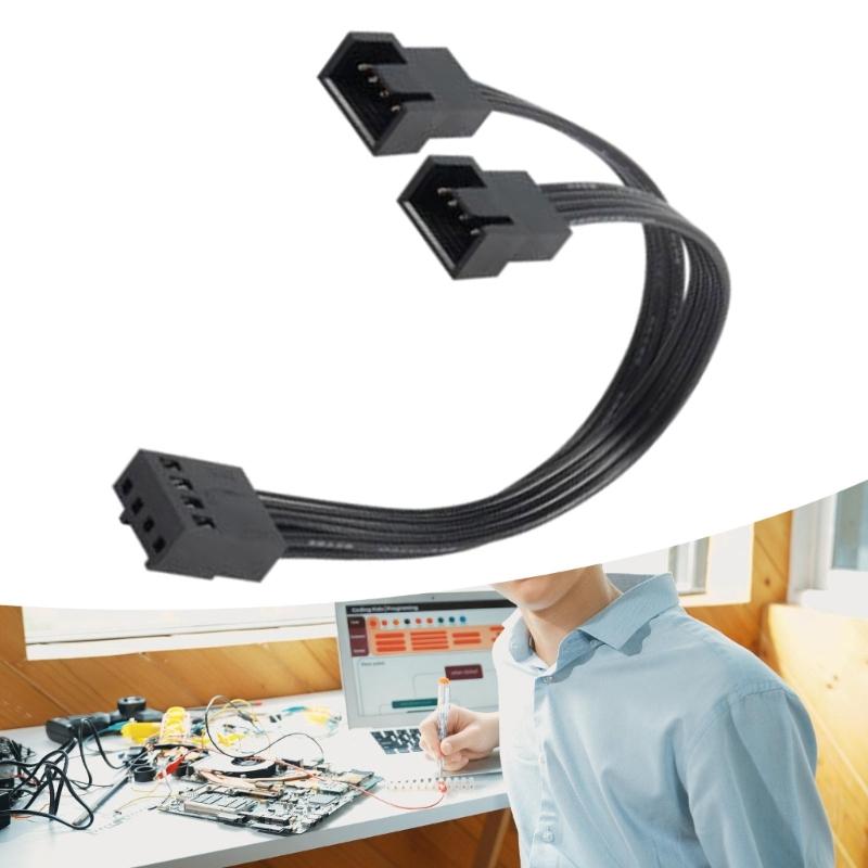 4Pin Fan Extension Cable 1 to 2 4Pins PWM Splitter for PC Motherboard, 13cm Total Length, Durability Designing