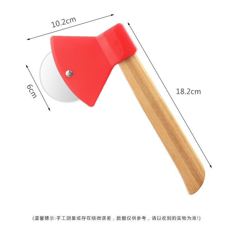 Creative Pizza Roller, Axe Shaped Bamboo Handle Pizza Cutters & Wheels Baking Cutter, Kitchen Small Tool