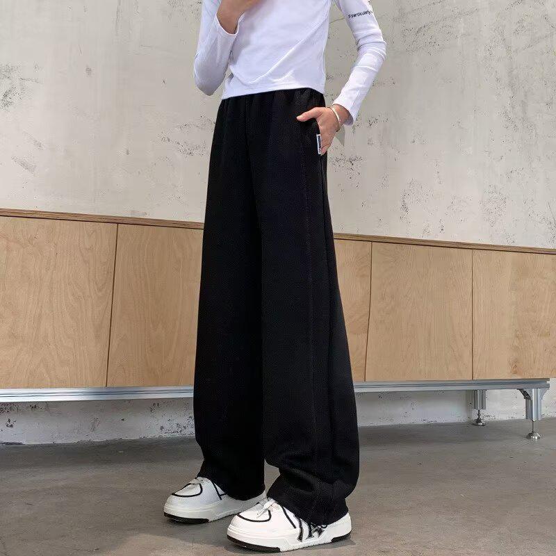 2024 Girls' Sweatpants: Velvet, Wide-Leg, Casual Sportswear for Spring & Autumn