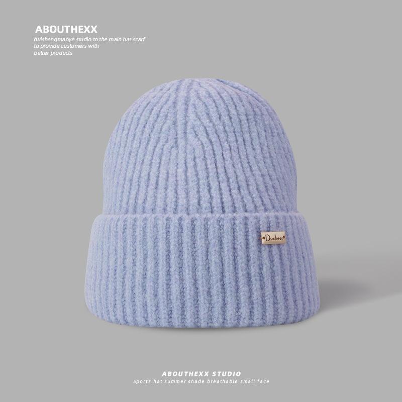 Wool Hat for Women In Winter Small Face Protection Ears and Warm Knitted Hat Outdoor Cold Protection Big Head Flange Hat Men Cold Hat