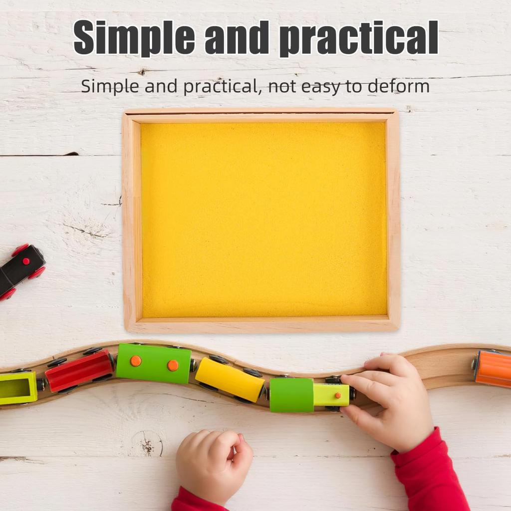 VICASKY 1 Set Sand Tray, Wooden Educational Montessori Sand Tray for Classroom Use, Early Education, Preschool Montessori Toys, Yellow