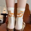 Cartoon Cat Egg Socks Medium Tube Socks Tide Spring And Autumn Cotton Socks Cute Accessories Animal Kitten Stockings