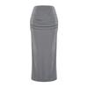 Navy Blue Premium Shiny Surface And Soft Textured Draped Maxi Knitted Skirt Twoaw24et00090