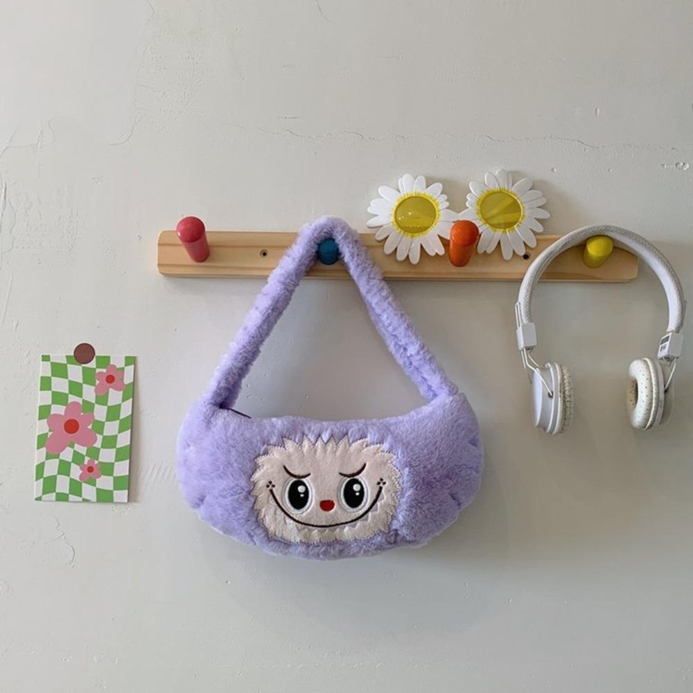 

Japanese children s plush small backpack change storage bag doll bag plush toy handbag 18cm фіолетовий