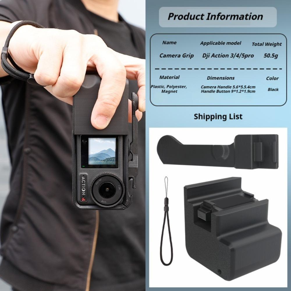 

3D Printing Camera Grip Holder Accessories Expand Adapter Photo Handle Key ABS Handheld Controller for DJI Action 3/4/5 Pro