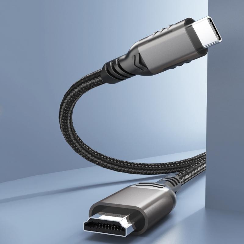 USB C to HDMI-Compatible Cable Converters Wire Supports 4K@60Hz Type C to HDTV Display Adapters Cord