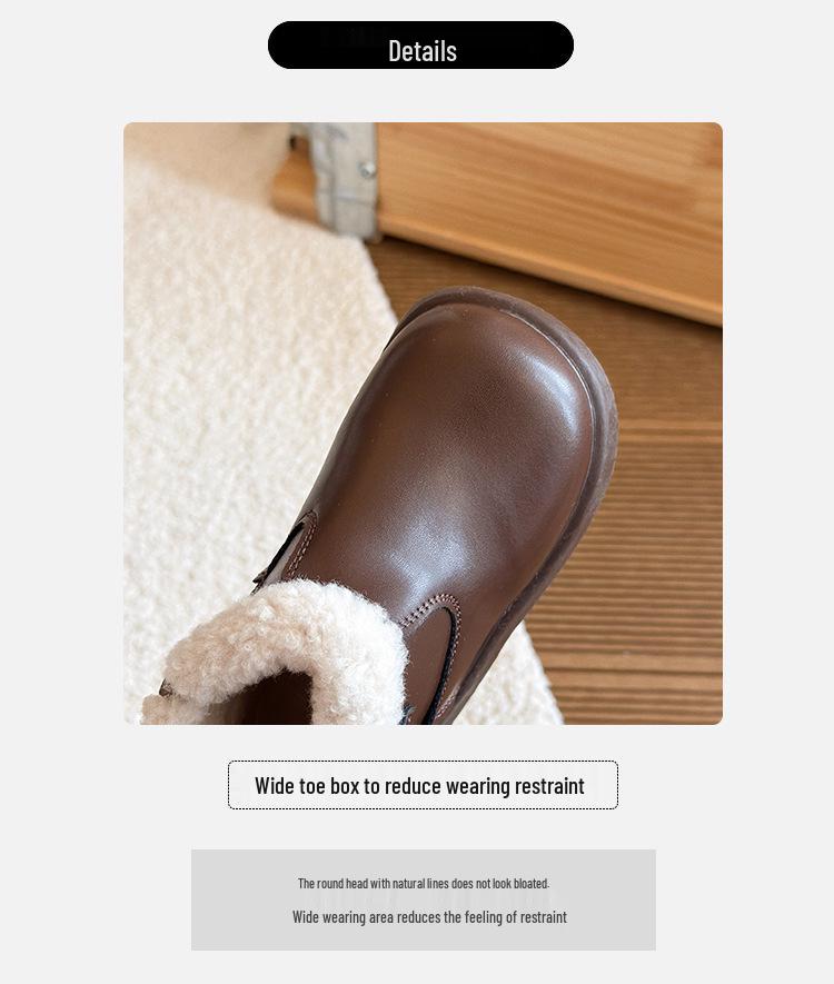 2025 Winter Fleece-Lined Girls' Leather Boots - Soft Sole Princess Martin Boots for Children