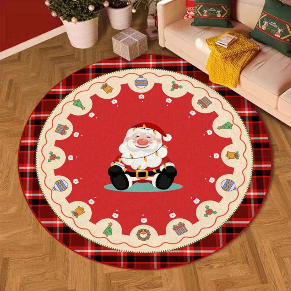 Christmas Large Round Rug Living Room Home Decor Sofa Rug Christmas Event Carpet Bedroom Bedside Soft Rug Kid's Play Mat Gifts