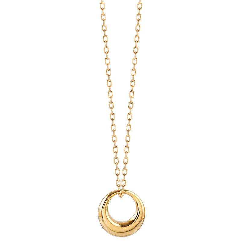 Sterling Silver Geometric Circle Necklace Women Minimalist Clavicle Chain Jewelry золотой