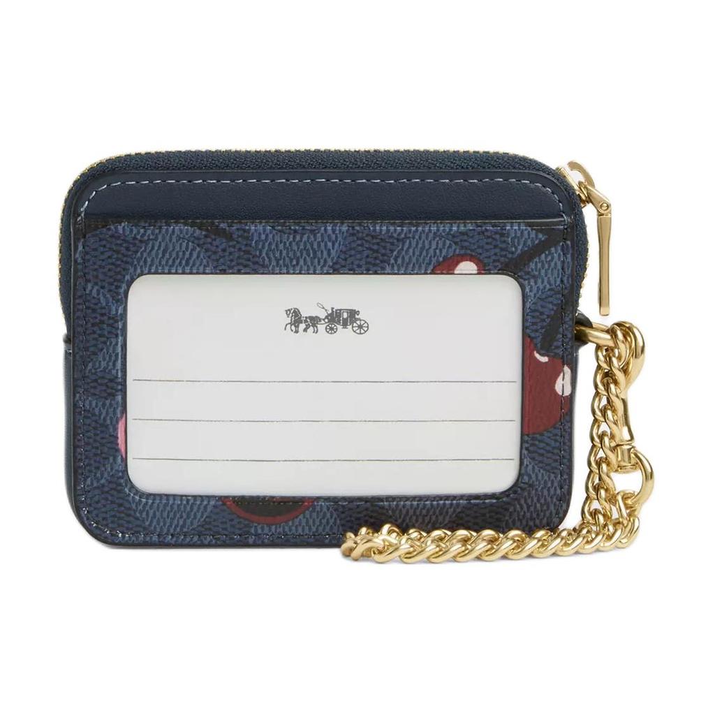 New COACH Coated Canvas Card Holder Mini Women's Blue CZ468-IMDEI