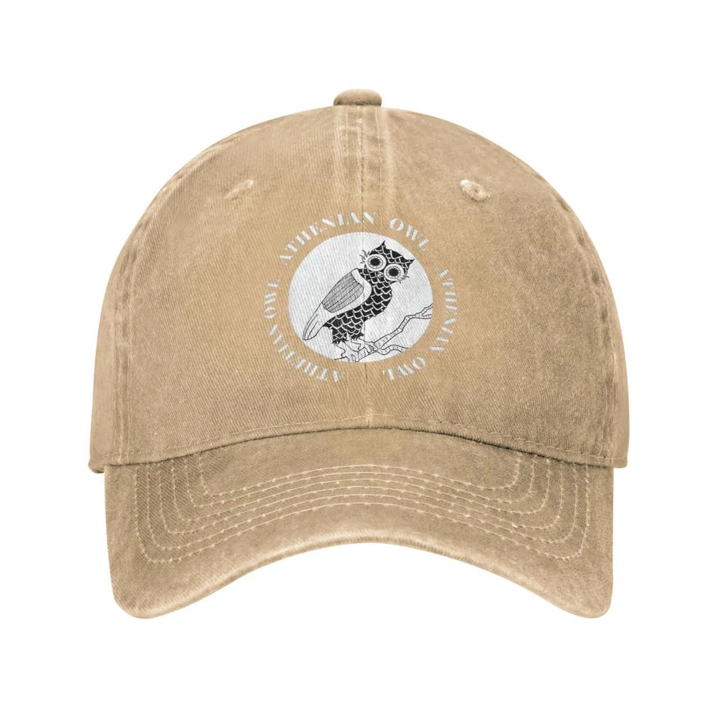 Niedliche Athener Eule Altgriechisch Unisex Damen Baseballkappe Tetradrachme Münze Used Denim Hut Vintage Outdoor Reise Weiche Sonnenschirmkappe