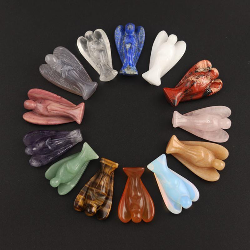 Exquisite Natural Gemstone Healing Crystal Carved Pocket Guardian Angel For Home Decor Gift