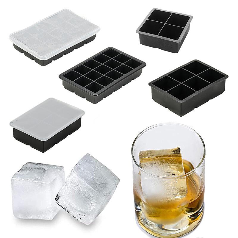 4/6/8/15 Grid Big Ice Tray Mold Giant Jumbo Large Food Grade Silicone Ice Cube Square Tray Mold DIY Ice Maker Ice Cube Tray