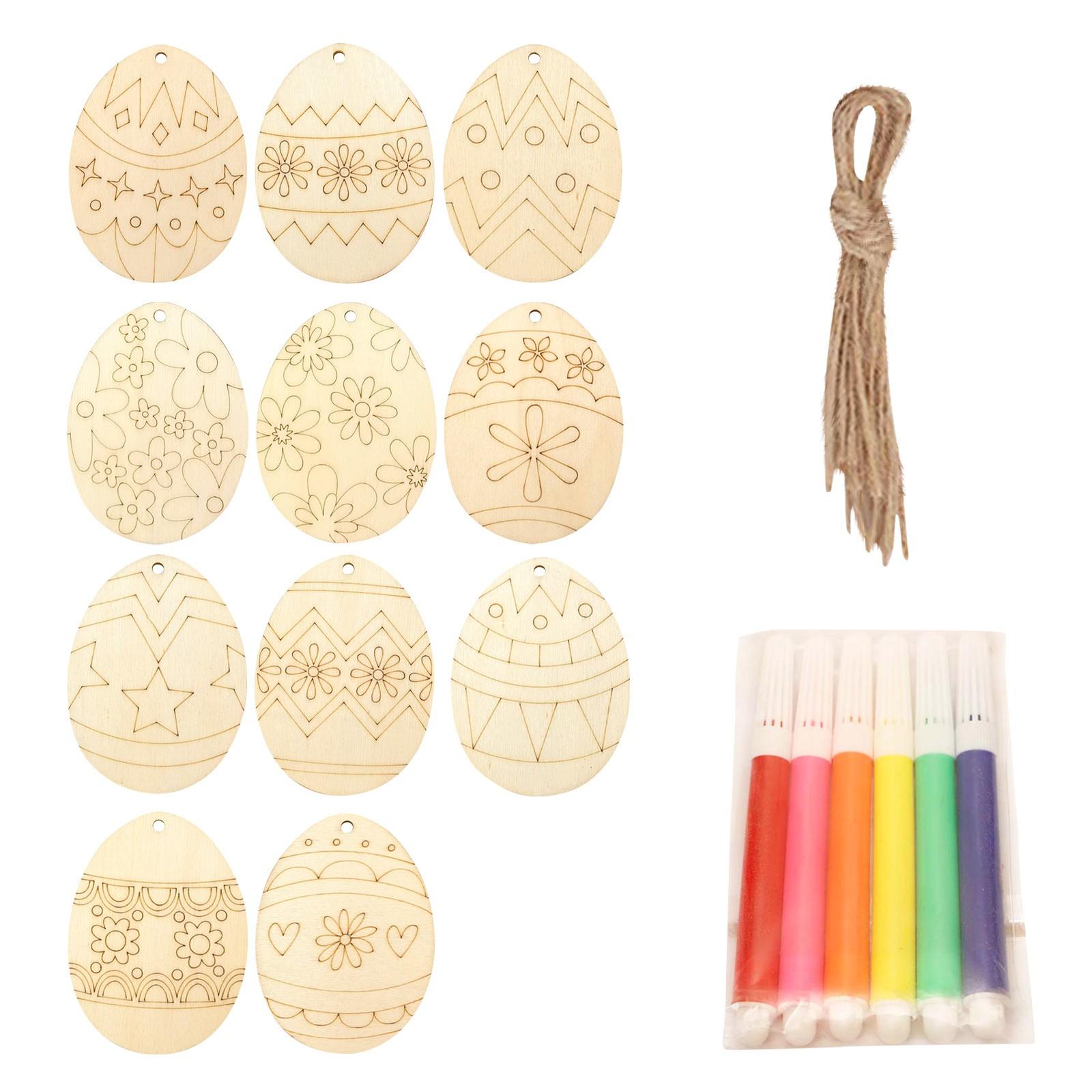 

2D подвеска в виде деревянного пасхального яйца с веревкой, незаконченное украшение в форме яйца, подходит для пасхальных поделок своими руками, вечеринок, домашнего декора 10 шт. 1 мл One Size