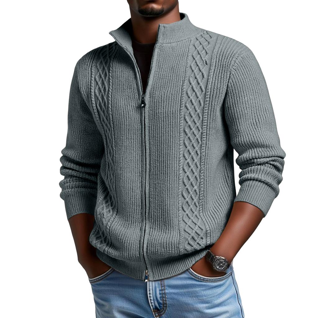 Men's  Standing   Collar  Self-Cultivation  Leisure  Cardigan  Knitting  Sweater  Coat
