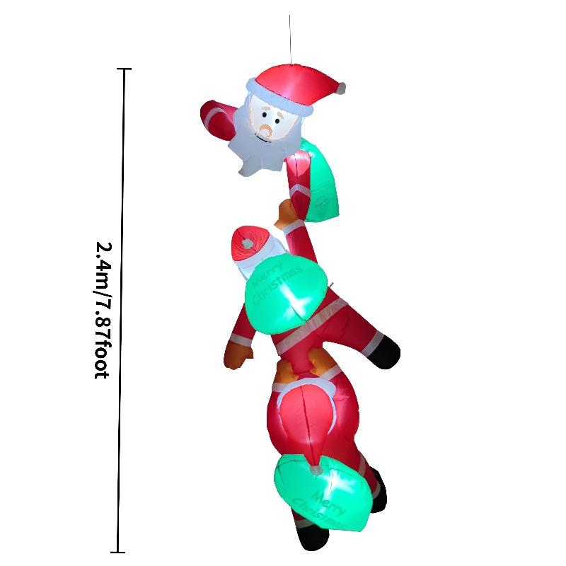 7.8FT/2.4M Inflatable Hanging Santa Claus, Funny Climbing Santa with LED Lights, Christmas Outdoor Yard Garden Holiday Decor