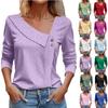 Women's Long Sleeve T-Shirt Asymmetrical V Neck Button Detail Hollow Out Texture Casual Commuter Daily Wear Solid Color Top