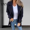 Woolen Coat Women Lapel Long Sleeve Single Breasted Mid-length Breathable with Side Pockets Solid Color Commuting Style Outwear Comfortable Jacket
